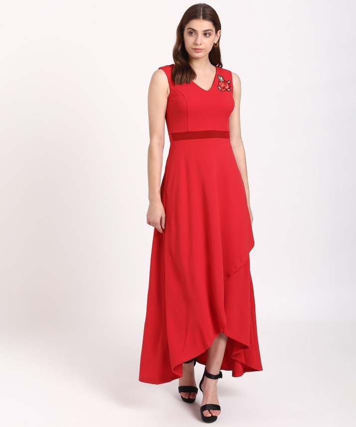 MADAME Women High Low Red Dress - Buy ...